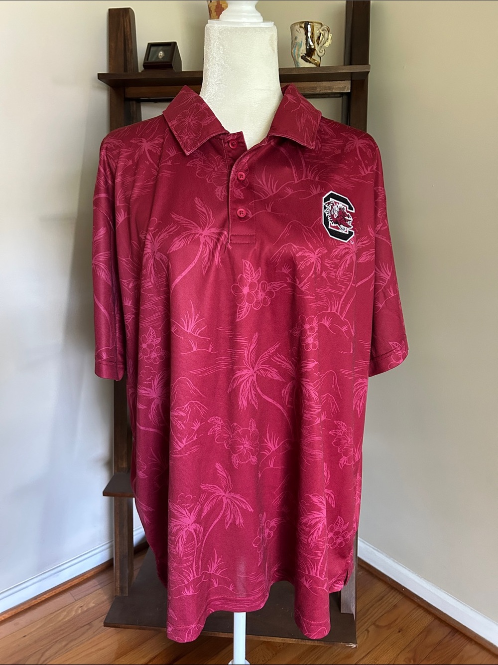 Champion Maroon Floral Polo with University of South Carolina Gamecock
